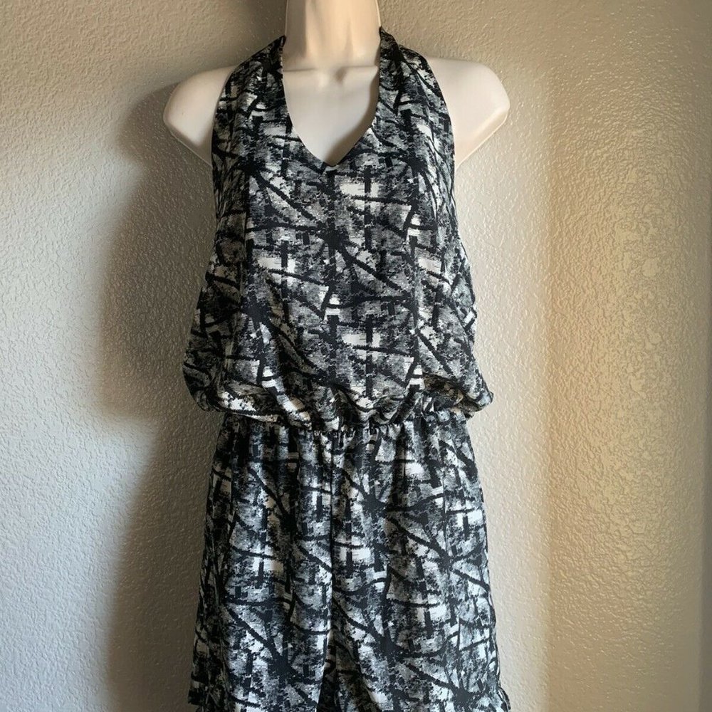 Women’s Aly Rose Romper Halter Top, Black & White